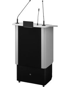 Pupitre discours pro avec système audio sans fil intégré, ampli mixeur, 4 canaux, gris, 50 W