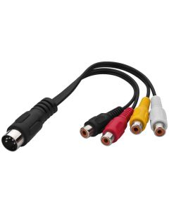 Cordon audio DIN 5 pôles / 4 x RCA femelle, 15 cm