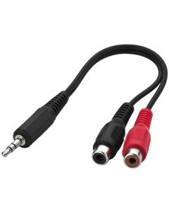 Cordon audio jack 3,5 mâle stéréo / 2 x RCA femelle, 15 cm