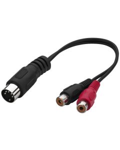 Cordon audio DIN 5 pôles mâle / 2 x RCA femelle, 15 cm