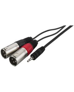 Cordon audio jack 3,5 mâle stéréo / 2 x XLR mâle, 3 m