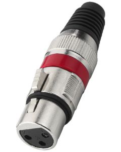 Fiche XLR femelle, 3 pôles, rouge