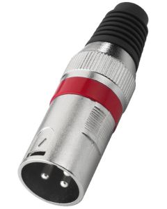 Fiche XLR mâle, 3 pôles, rouge