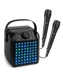 Enceinte karaoké 50W, avec effets LED, batterie, BT, 2 micros fournis, couleur noire - KAR50B