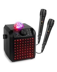 Enceinte karaoké 50W, avec effets LED et boule disco, batterie, BT, 2 micros fournis, couleur noire - KAR55B