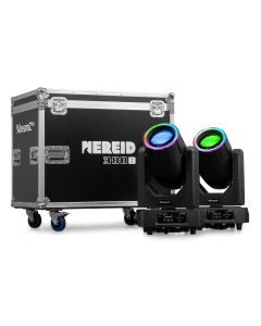 Lyre 2en1 étanche IP65, lampe à décharge 380W, effet AURA 40 x RGB, 2 pièces dans un flight-case NEREID380B