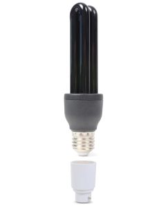 Ampoule UV, lumiere noir, 25 W E27 + adaptateur E27 / douille baïonnette - BUV27B