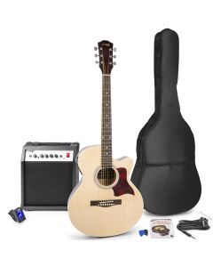 Pack guitare folk électroacoustique, noire, amplificateur 40 W, avec accordeur sangle housse cordon médiators