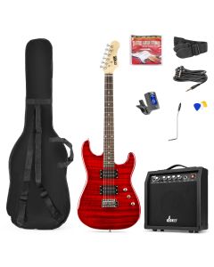 GigKit Pack guitare électrique Rock, effet matelassé, rouge foncé