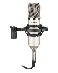 Micro studio, condensateur, argent, avec support, bonette et cordon - CM400