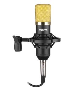 Micro studio, condensateur, noir/or, avec support, bonette et cordon - CM400