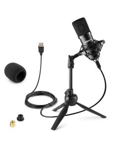 Micro studio, condensateur, USB, noir, avec pied de table, support, bonette et cordon - CM300B