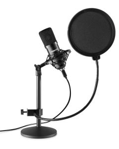 Micro studio, condensateur, USB, noir, avec pied de table, support, bonette et cordon - CMTS300