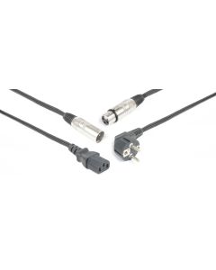 Cordon combiné audio Power Schuko - XLR femelle / IEC femelle - XLR mâle, 10 m - CX02-10