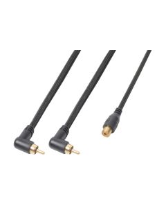 Cordon audio 2 x RCA mâle coudé / 1x RCA femelle, 0,3 m - CX142