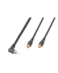 Cordon audio RCA mâle coudé / 1x RCA femelle, 0,3 m - CX143