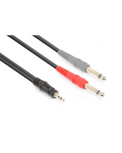 Cordon audio jack 3,5 mâle stéréo / 2 x jack 6,35 mono, 1,5 m - CX332-1