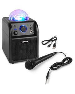 Karaoké enceinte, sur batterie avec boule LED, BT, noire - SBS50B-BT