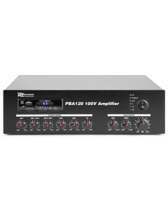 Amplificateur Public adress, 120 W, 100 V, 4-8 Ω, lecteur multimédia / BT - PBA120