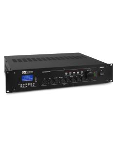 Amplificateur Public adress, 360 W, 100 V, 8 Ω, mixeur, 6 canaux, 4 zones, lecteur multimédia / BT - PRM360