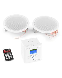 Amplificateur stéréo, montage mural, avec 2 haut-parleurs de plafond, USB, FM, BT, 30 W - BTW30SET