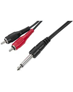 Cordon audio jack 6&#44;35 mâle mono / 2 x RCA mâle&#44; 3 m