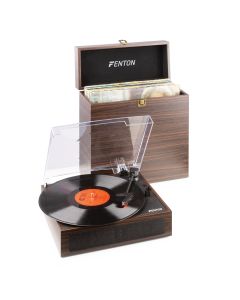 Platine disque&#44; avec valise de rangement en bois foncé - RP170D