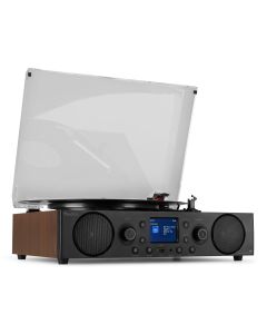 Platine disque&#44; vintage avec BT&#44; DAB+&#44; FM&#44; USB&#44; bois foncé - Tulsa