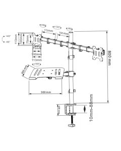 Double bras pour moniteur&#44; avec support pour ordinateur portable&#44; 13&quot; - 32&quot; - CMA10L