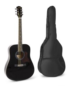 Pack guitare folk acoustique&#44; noire&#44; avec accordeur sangle housse médiators