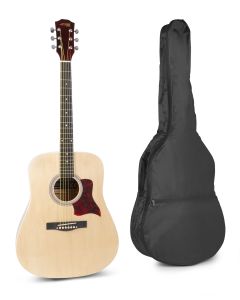 Pack guitare folk acoustique&#44; couleur bois naturel&#44; avec accordeur sangle housse médiators