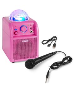 Karaoké enceinte&#44; sur batterie avec boule LED&#44; BT&#44; rose - SBS50P-BT